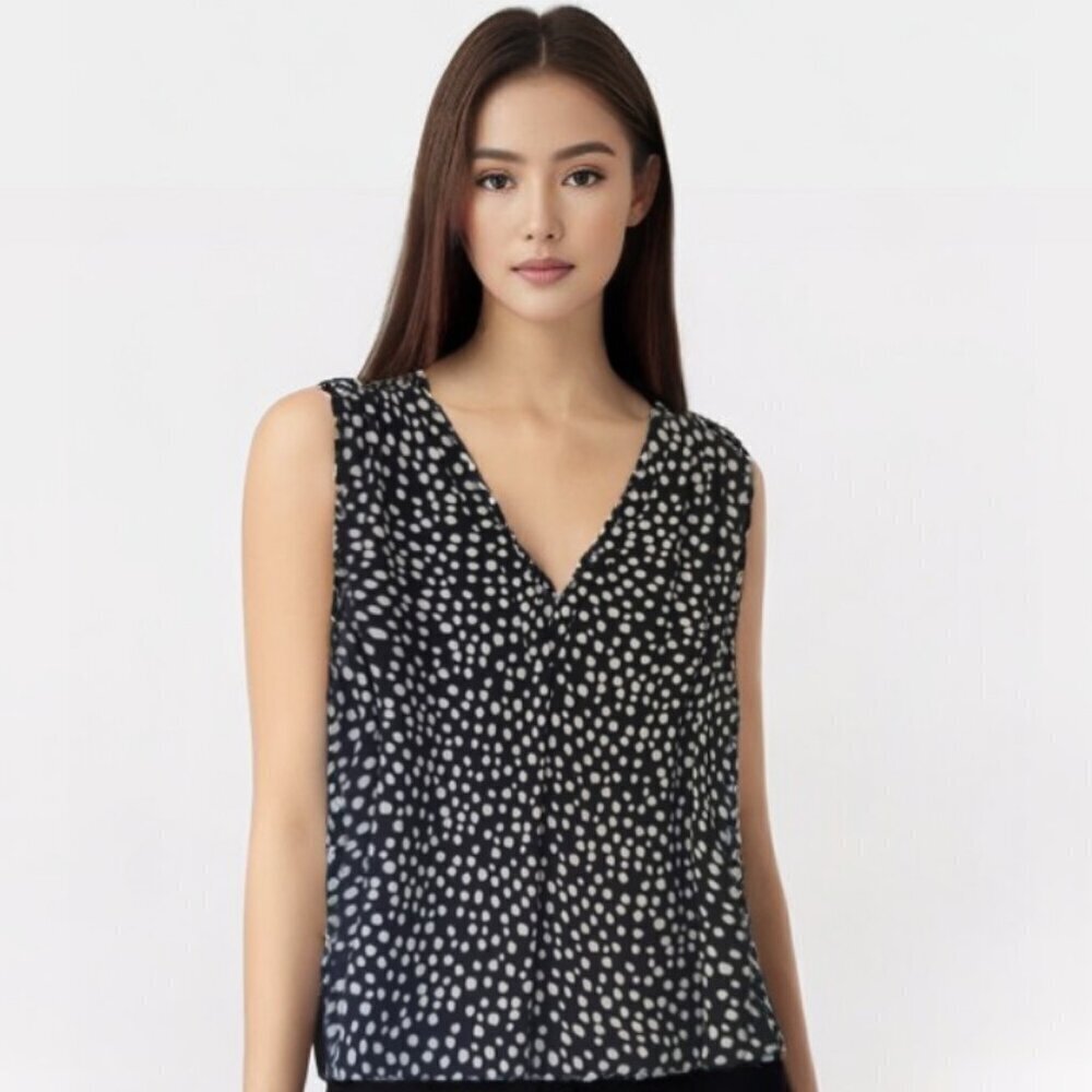 Alex & Lili black & white polka dot sleeveless blouse Sz 2X